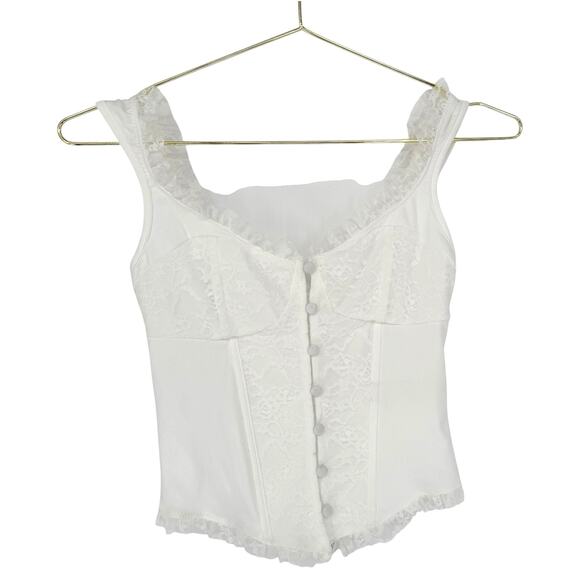 White Lace Corset Top Coquette Lacy Sexy Women's S Baddie Coquette - Picture 1 of 4